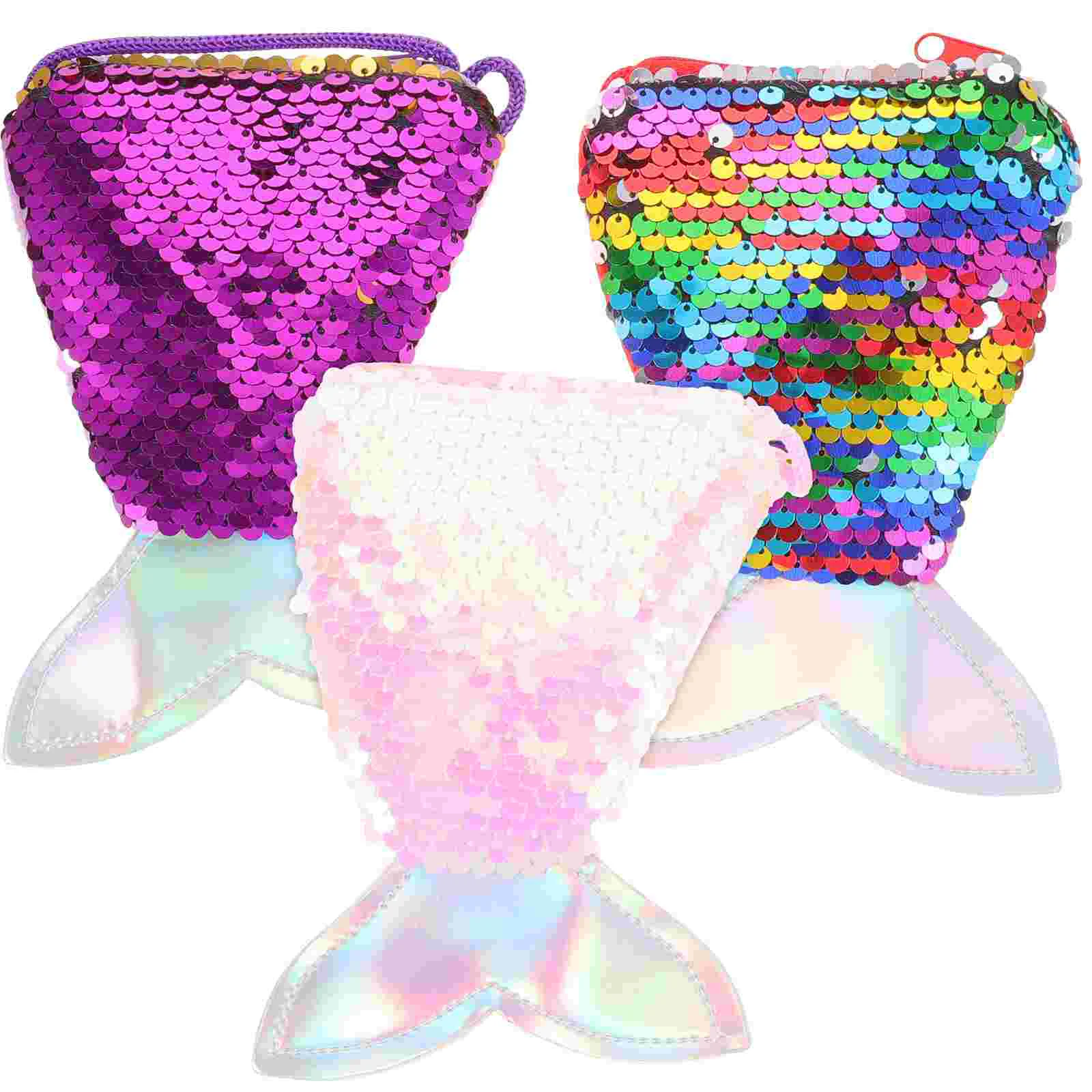 

3 Pcs Mermaid Coin Purse Purse Kids Mermaid Bag Little Girl Sequins Mermaid Tail Bag Polyester Glitter Purse Baby