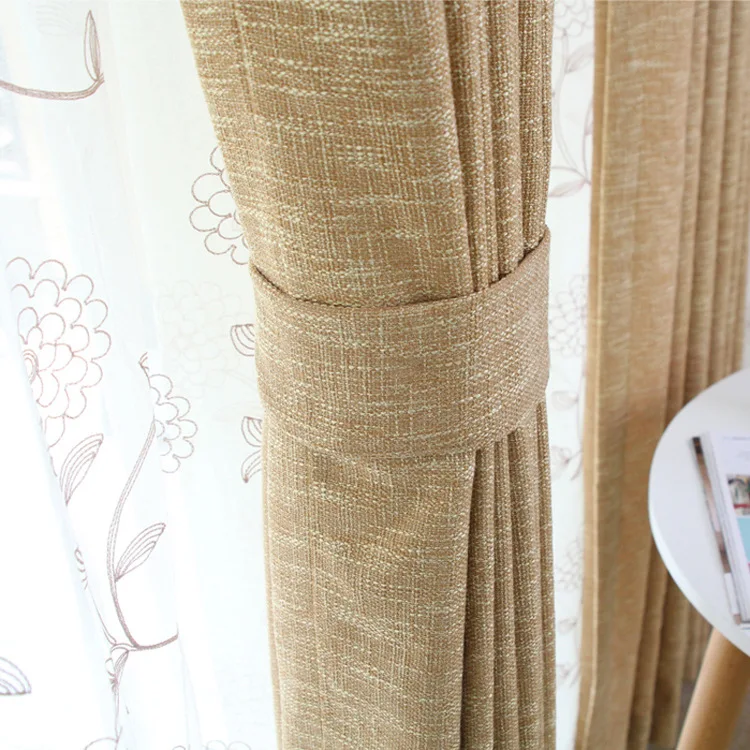 

Cotton and Linen Curtains Shading and Thickening Solid Color Stitching Curtain Cloth Wholesale Office Hotel Engineering Finished