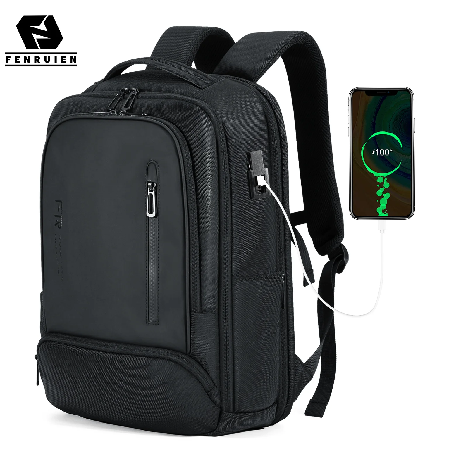 FENRUIEN 2022 New Fashion Business Backpack For Men USB Charging Waterproof Short Trips 15.6-inch Laptop Bags Mochila For Teen