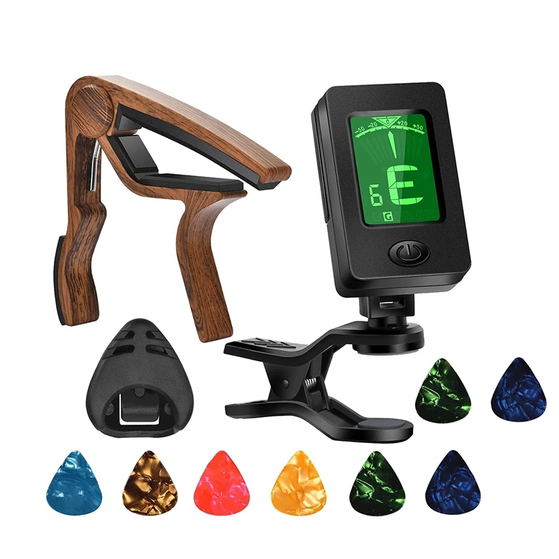

1Set Guitar Capo Guitar Picks Guitar Tuner For Ukulele Violin Acoustic Guitar With Picks And Pick Holder