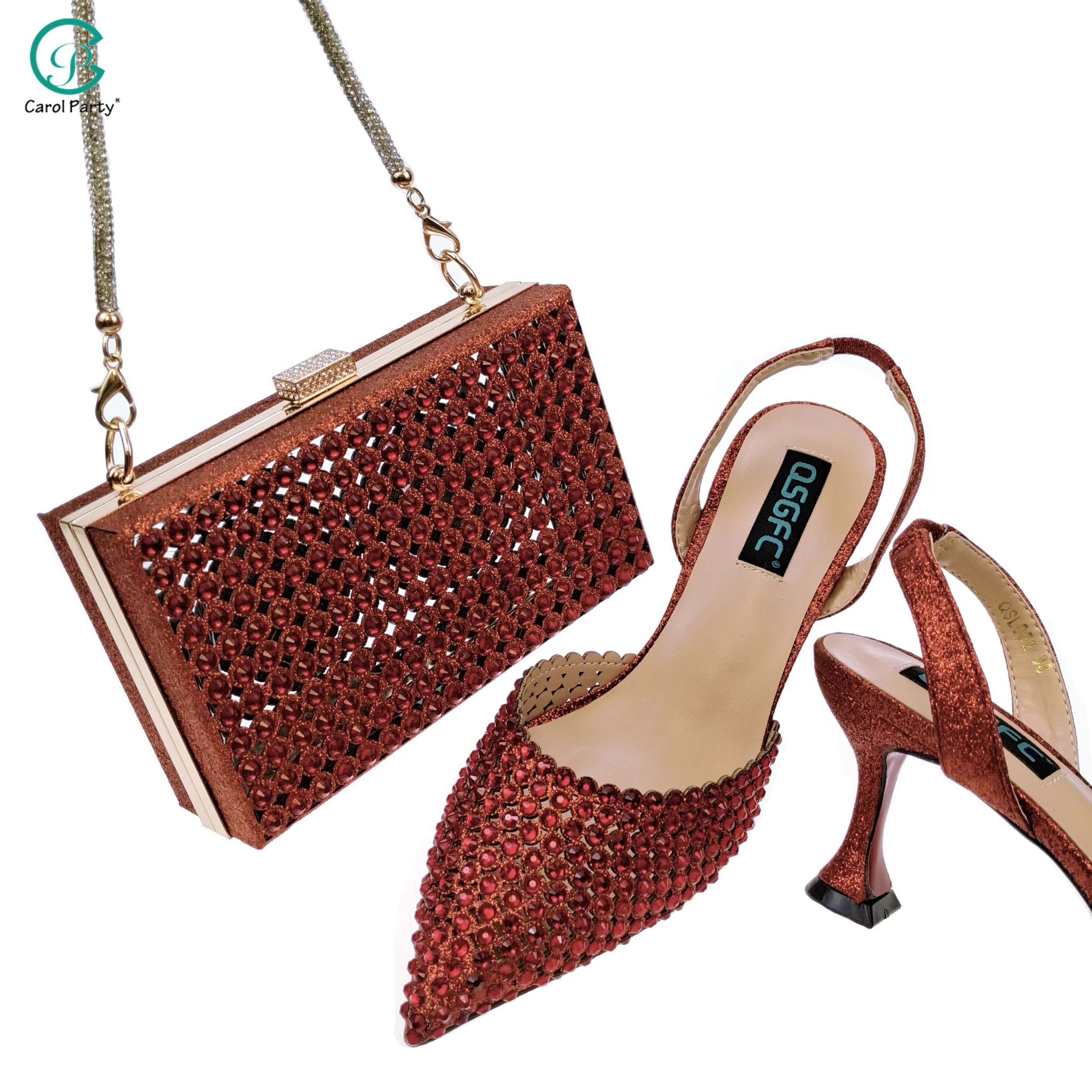 

Carol Party Africa New Trending Cutout Style Wine Elegant Women's Shoes and Party Wedding Bags
