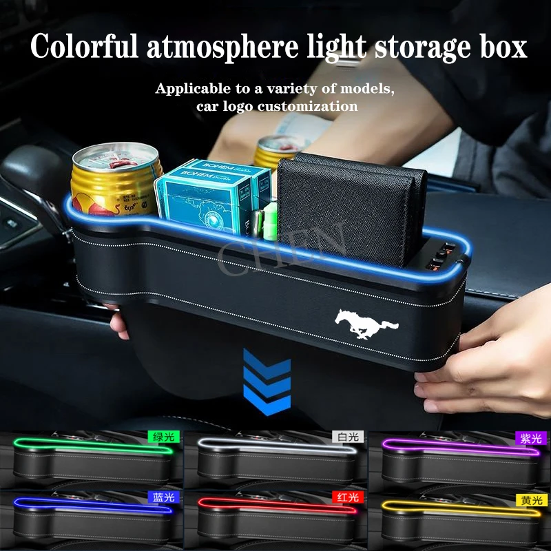 

Car Seat Clearance Storage Box Storage Box LED Light Charging Function for Ford Mustang GT 2020 2019 2018 2017 2016 SHELBY