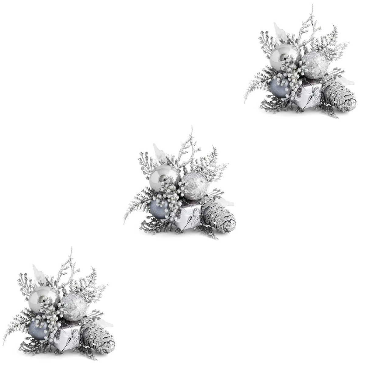 

3 Christmas Cuttin Artificial Xmas Flowers Glitter Berries Stems Pine Cone Spruce Christmas Party Pine Flower