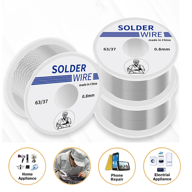 

0.8mm 1.0mm 63/37 Soldering Tin Wire Tin Melt Rosin Core Solder Soldering Wire Roll No-clean FLUX 2.0% Tin Fusible tin