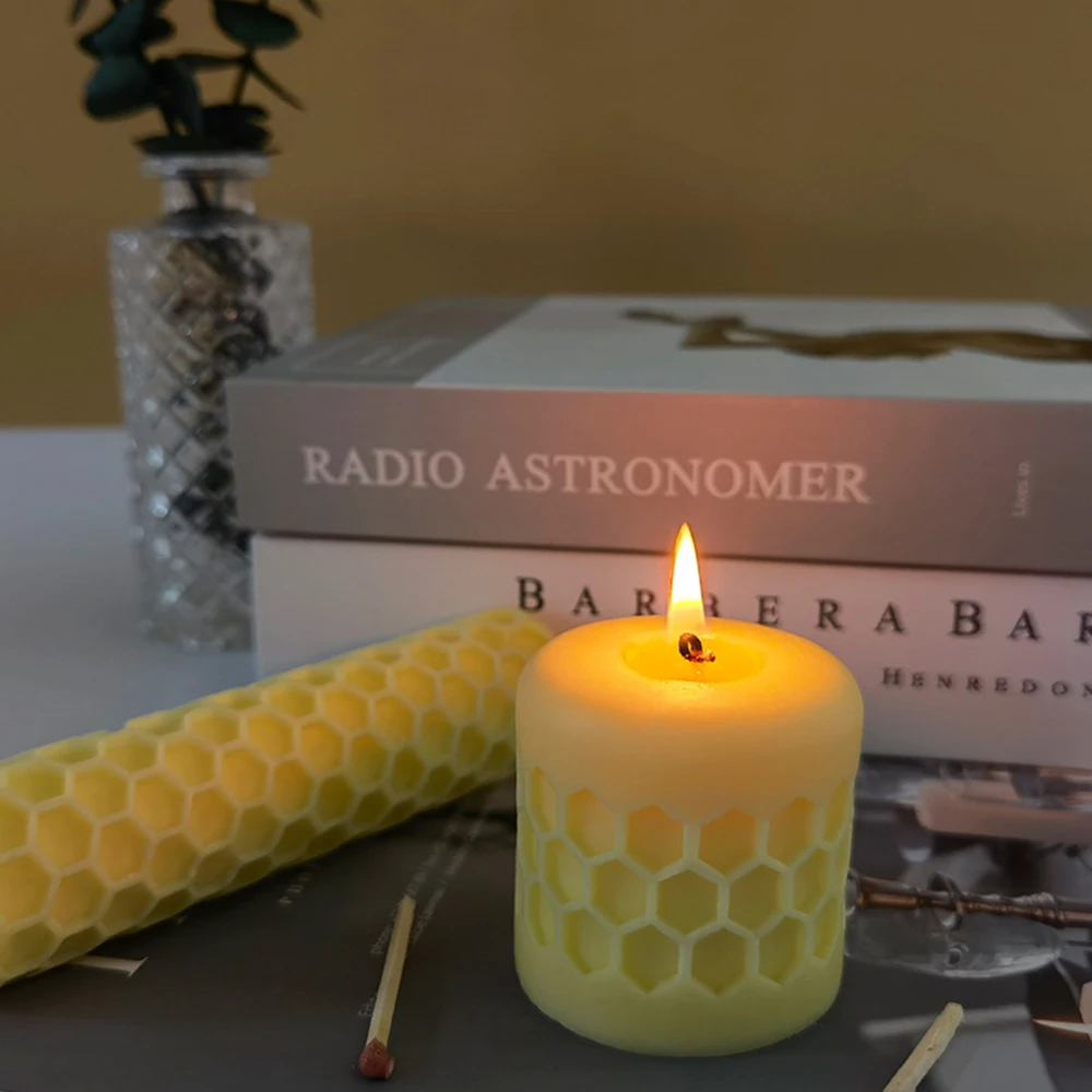 Силиконовая форма в виде сотовой стойки 3D цилиндрическая свечи сделай сам