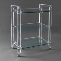 2 and 3 tiers transparent acrylic kitchen rolling serving trolley cart
