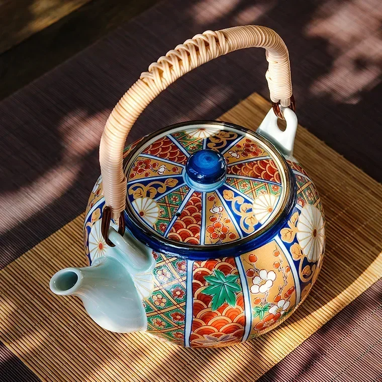 Наклейки Trace Gold Ancient Imari Золотой цвет Керамический чайник с балковой ручкой Ретро