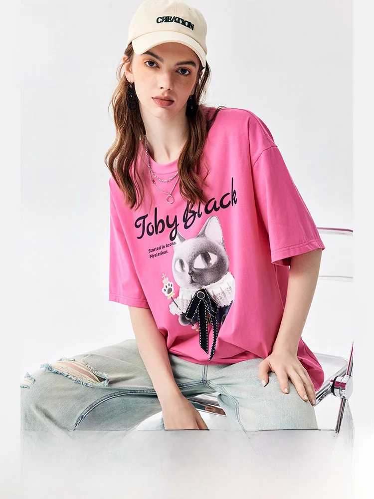 [Vanilla] A02 Свободная универсальная женская футболка с круглым вырезом лето 2023