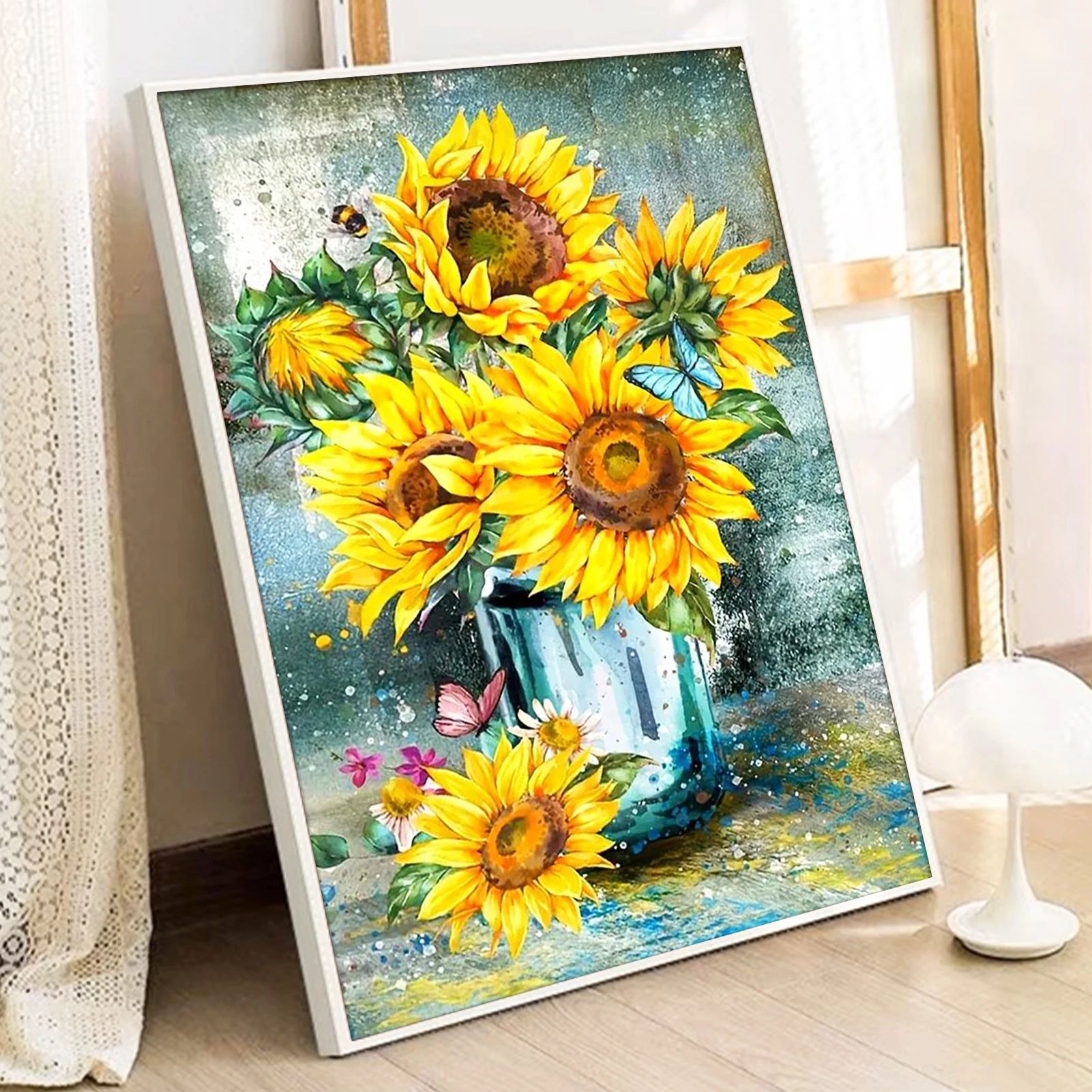 Фото Краска по номерам - 40x50 см, наборы для рисования цветов для начинающих на цветном холсте, легкое искусство своими руками для домашнего декора в подарок (без рамки) №5