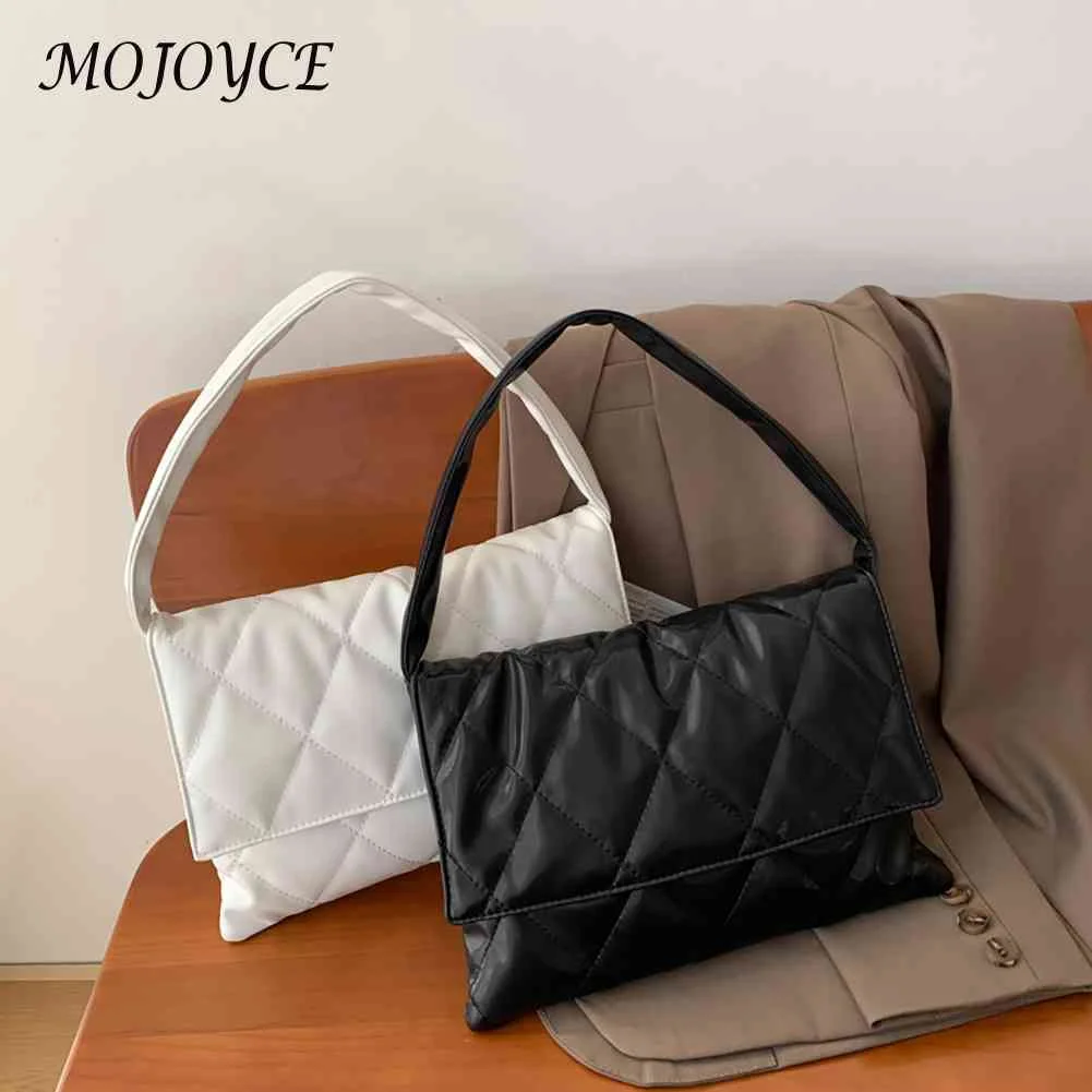 

Fashion Women Underarm Bag Diamond Lattice Soft Leather Flap Shoulder Bags Tote for Ladies Outdoor Shopping