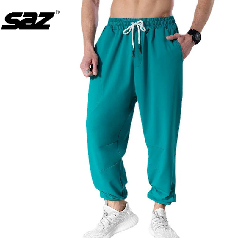 

SAZ Spring Solid Color Loose Movement Men's Straight Casual Pants 2022 Large Size Drawstring Pocket Pants Men's Training Pants