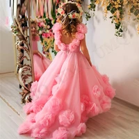 stunning pink lovely flower girl dress birthday wedding party dresses costumes first communion high end drop shipping
