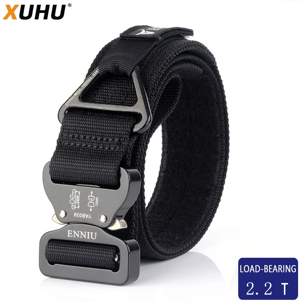 XUHU 1.8 Inch Tactical Belt Quick Release Metal Buckle MOLLE Airsoft Mens Belts Load bearing belt 2.2 tons