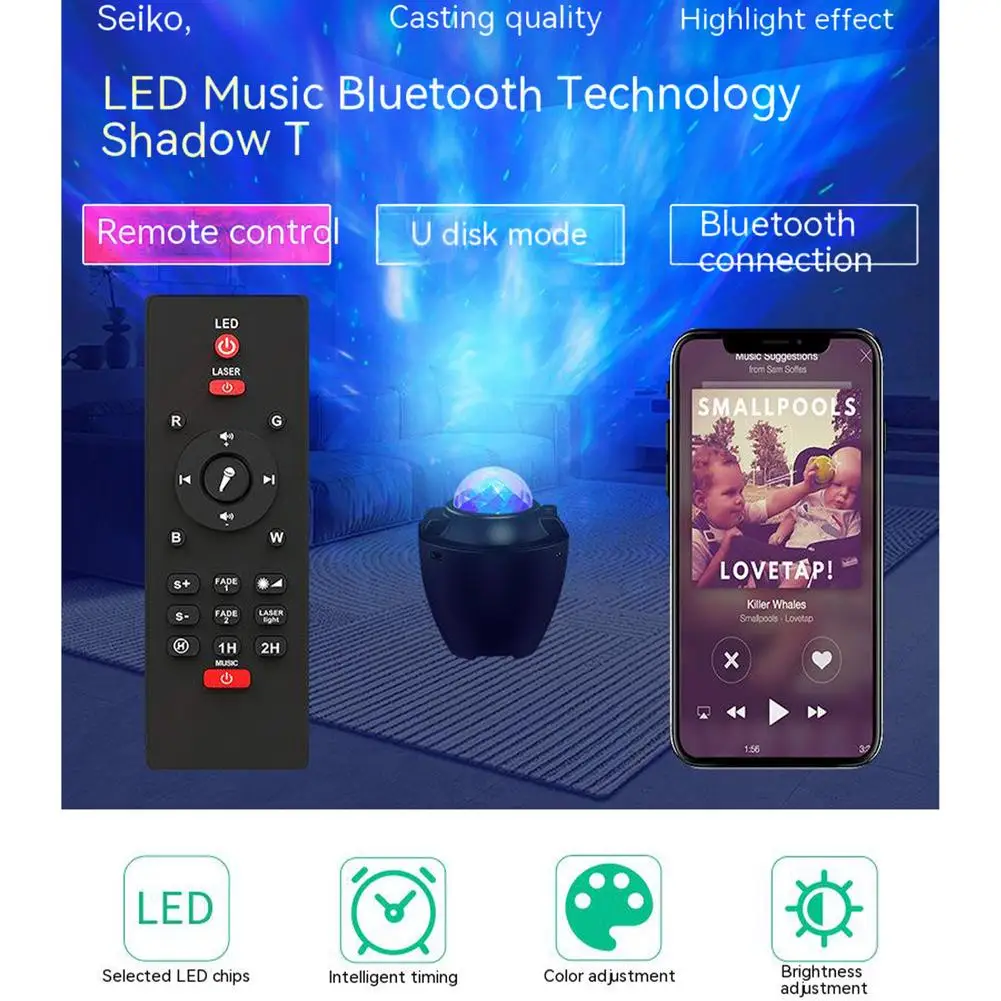 

Led Projection Light Bluetooth-compatible Remote Control Rgb Night Light For Home Living Room Decor Dropship