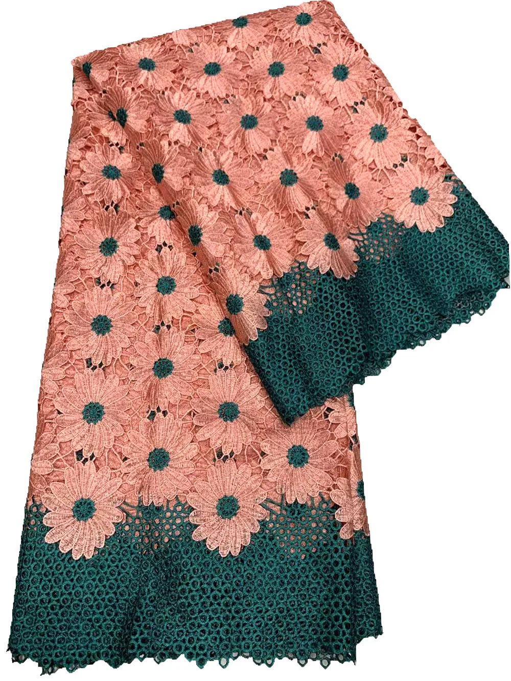 

Skin friendly 5 Yards Class Design Guipure Lace 2023 African Cord Fabric sunflower Neat Polyester Healthy Nigerian Cloth CO1008