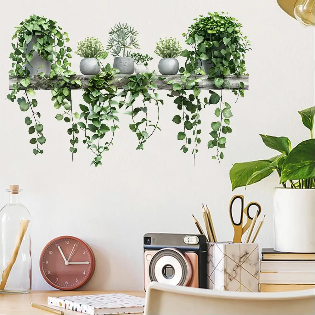 Тропические горшечные растения настенные наклейки сделай сам листья съемные