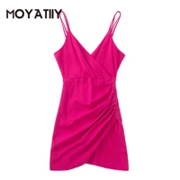 moyatiiy women 2022 fashion summer dress sex lady heart collar slim party beach dress sleeveless rose red female vestidos