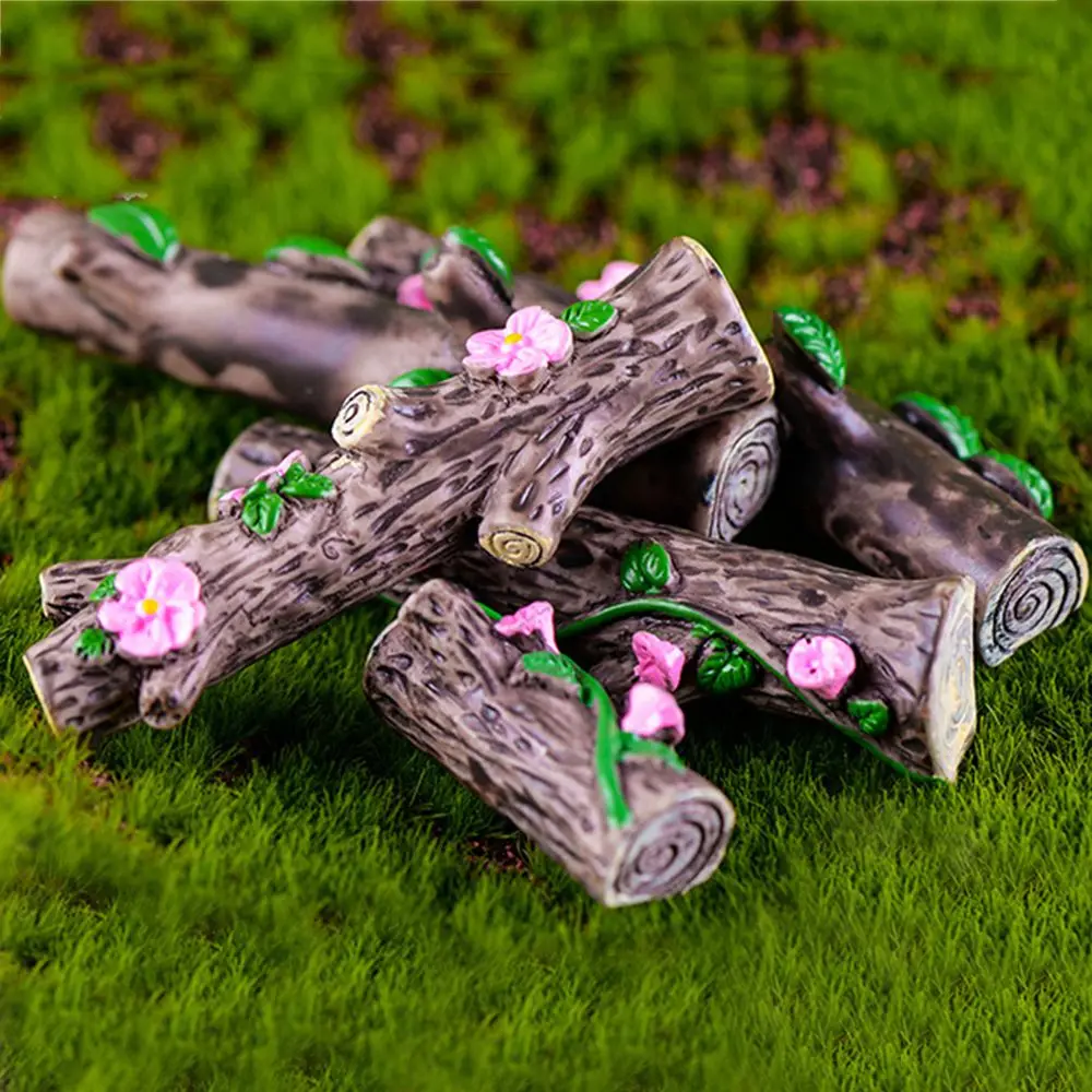

4 Pcs/set Peach Blossom Morning Glory Leave Tree Stump Bonsai Micro Landscape Moss Ornament Fairy Garden Home Miniatures