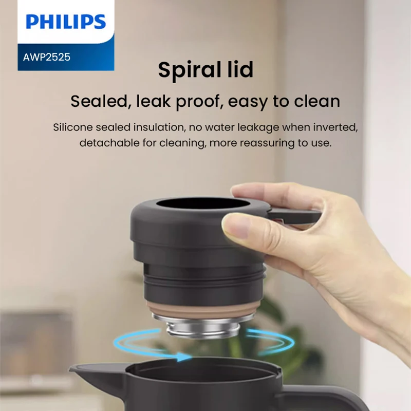 Фото Термос Philips 1.8 л из нержавеющей стали SUS316 с вакуумной изоляцией на 48 часов, для дома и кухни, AWP2525 №4