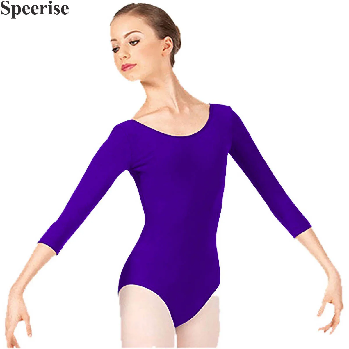 Женский балетный трико для взрослых рукав 3/4 гимнастический танцевальный