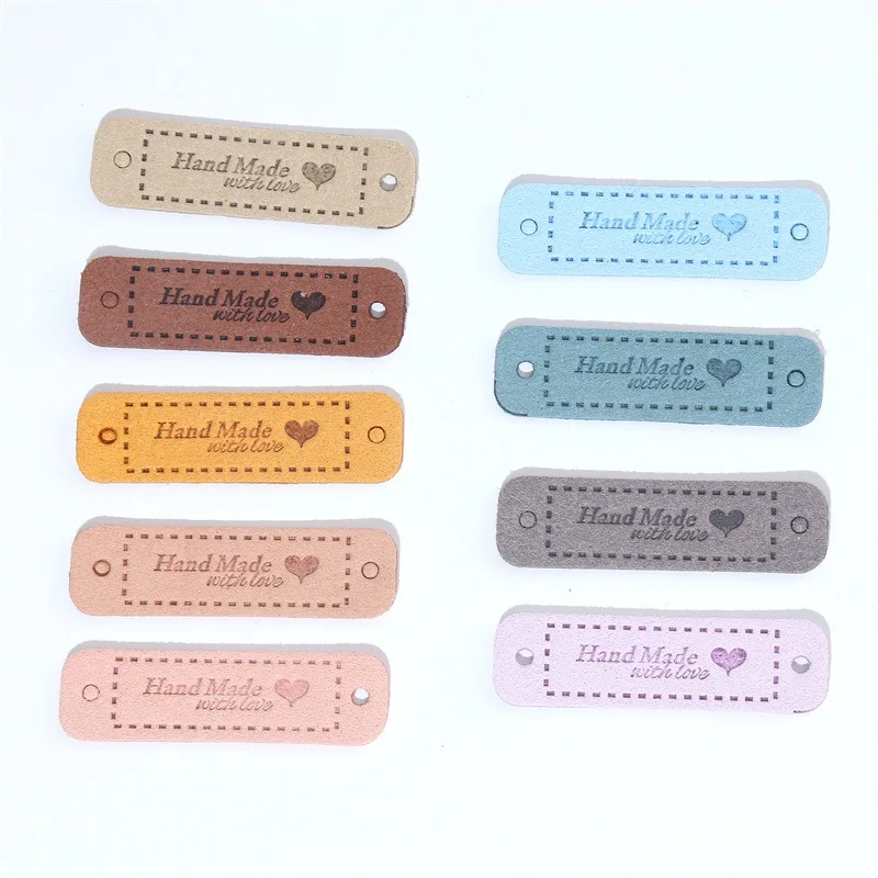 

100 шт., кожаные этикетки для одежды, 5,5x1,5 см