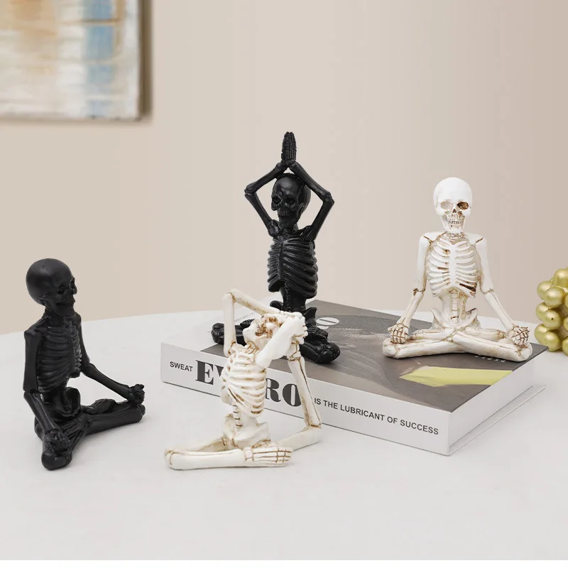 

[Funny] Halloween Yoga skeleton Characters figure Crafts Resin model Action figures toys statue Collection Home decoration Gift