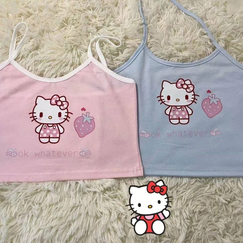 

Жилет с героями аниме Kuromi, милые подтяжки в японском стиле колледжа в стиле Hellokitty, студенческое нижнее белье, Короткие топы, детские подарки