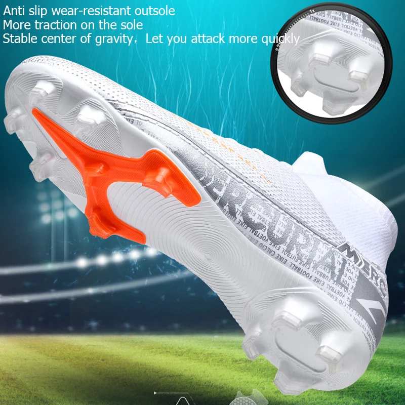 FG/TF Soccer Shoes Men Hot Sale Professional Lightweight Non-slip Outdoor Football Boots High Ankle Cleats Grass Soccer Sneakers