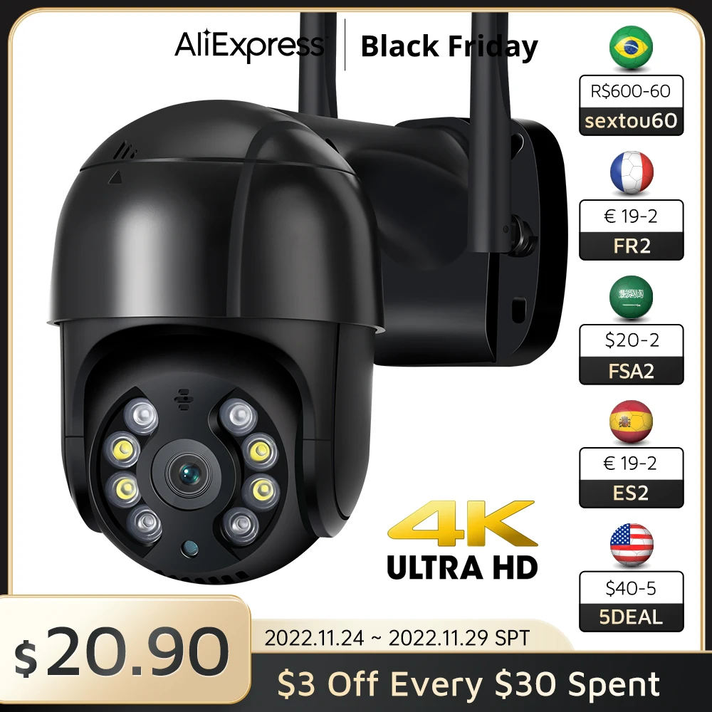 4K 8MP Wifi IP Camera 5MP H.265 Wireless Outdoor PTZ Camera AI Tracking 3MP HD Security Camera 1080P CCTV Surveillance P2P iCsee