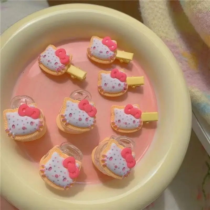 

1pcs Kawaii Anime Sanrios Hellokittys Biscuit Shape Hairpins Sweet Hair Decorate Bang Mini Hair Clip Hair Accessories Girls Gift