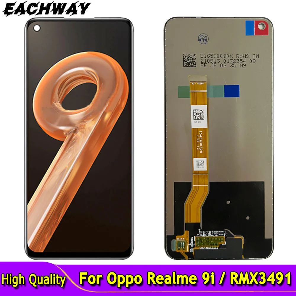 

100% Tested 6.6" For OPPO Realme 9i LCD Display Touch Screen Digitizer Assembly Replacement For Realme 9i Phone RMX3491 LCD