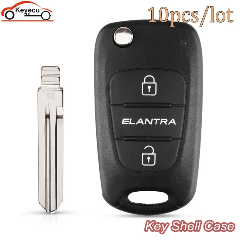 Запасной складной пульт дистанционного управления KEYECU 10 шт./лот 3 кнопки для Hyundai