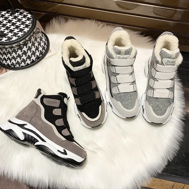 

Warm Winter Waterproof Snow Boots Women Hook & Loop Suede Plush Shoes Woman Sneakers For Women Botas Mujer