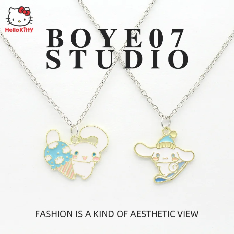

Kawaii Sanrio Hello Kitty Cinnamoroll Girls Collarbone Necklace Anime Cute Kitty Pendant Necklace Bestie Girlfriend Gift