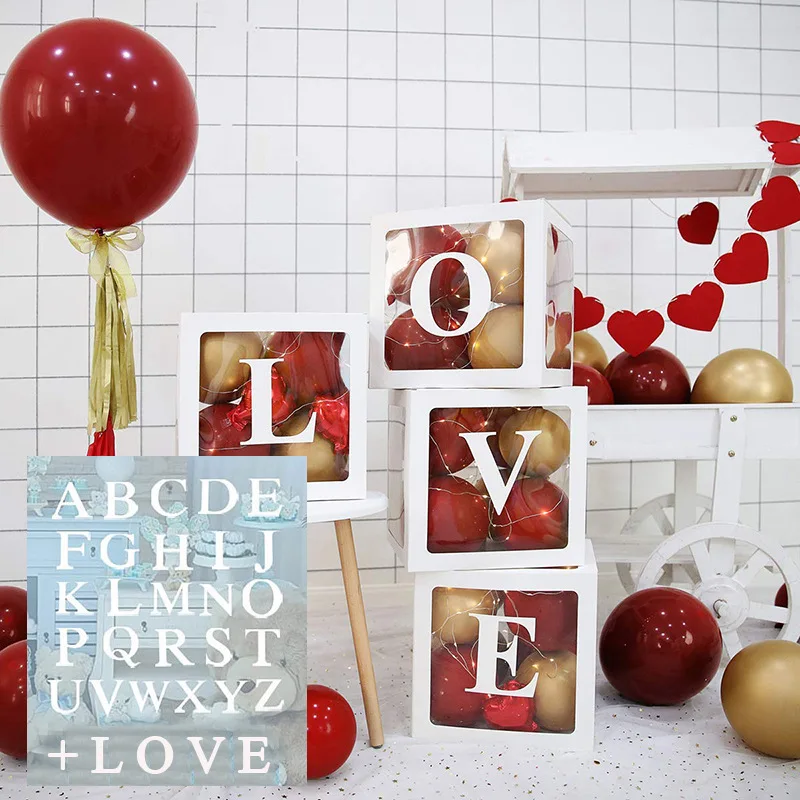 

Baby Shower Decoration Boy Girl Transparent Balloon Box Frist 1st Birthday Wedding Party Docoration Kids Balloon Gifts Supplies