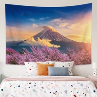 japanese wall tapestry pink cherry tree fuji mountain nature landscape psychedelic hanging wall cloth carpet dorm decor backgrou