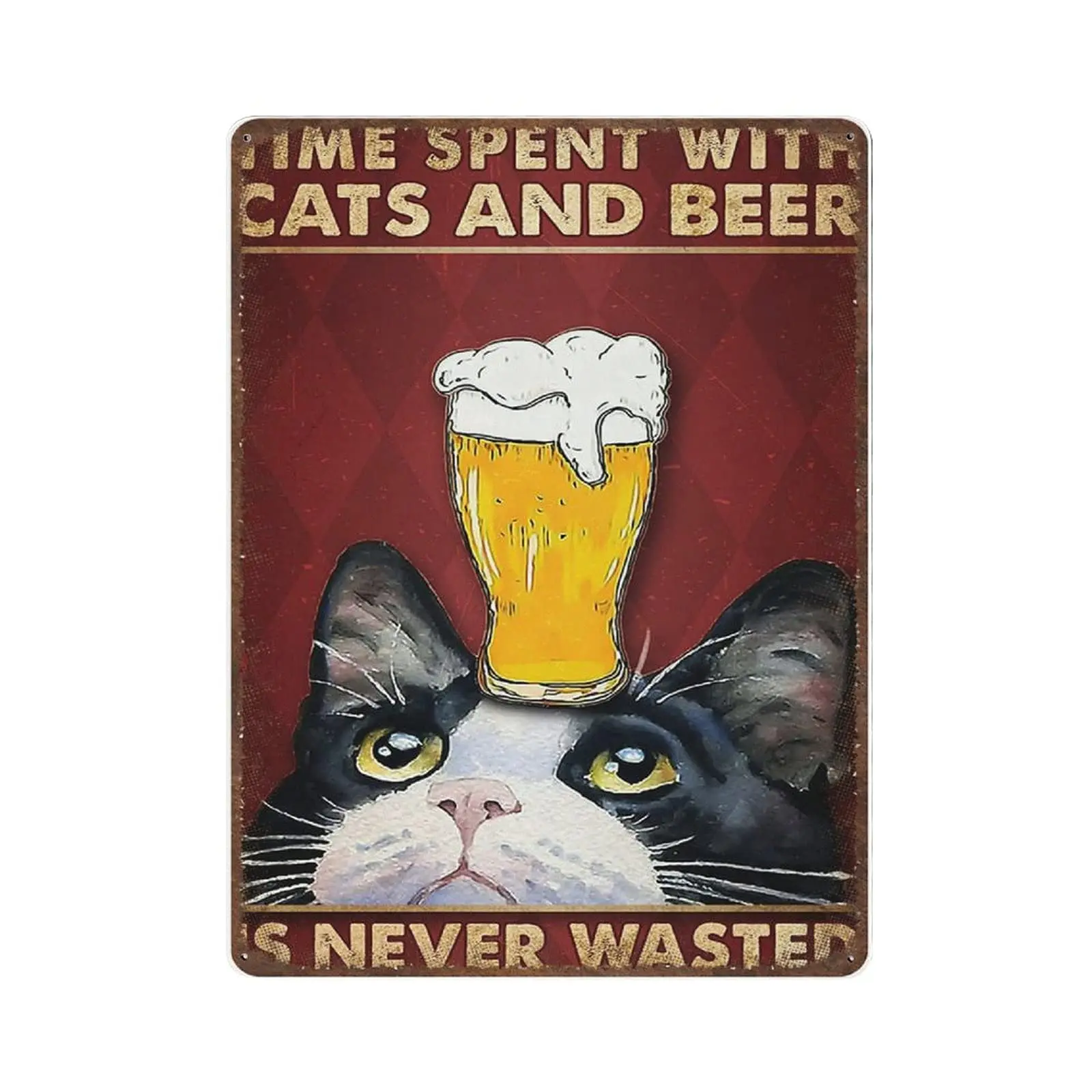 

Retro Metal tin sign，Novelty Poster，Iron Painting，Kitties And Beer Tin Sign, Time Spent With Cats And Beer Is Never Wasted Tin S