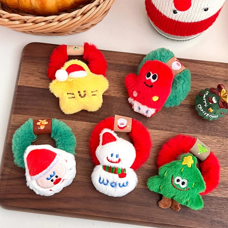 Рождественские плюшевые эластичные резинки для волос с героями мультфильмов