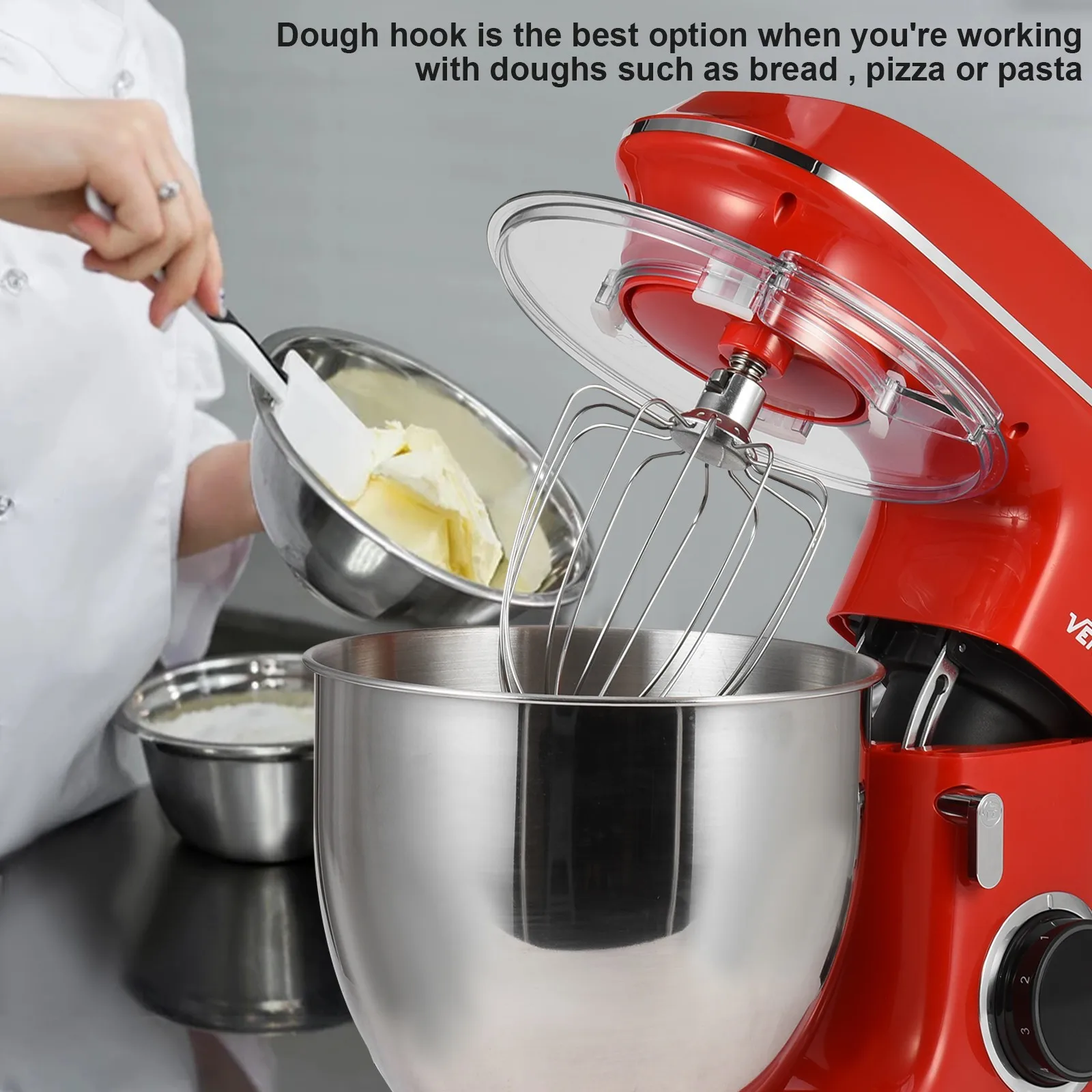 Вертикальный миксер 1500 л Вт 6-Скоростной пищевой с наклонной головкой и чашей для