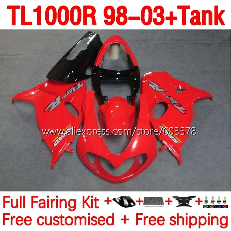 

+Tank For SUZUKI SRAD TL1000 TL 1000 R 1000R TL1000R 98 99 01 02 03 red glossy 1998 2001 2002 2003 Injection Fairing 181No.2