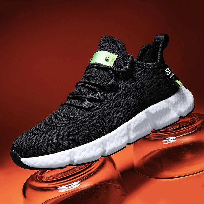 

Men's New Running Sneakers Fashion Casual Shoes Mesh Fly Woven Breathable Tennis Elastic Non-slip Male Shoes Light Large Size