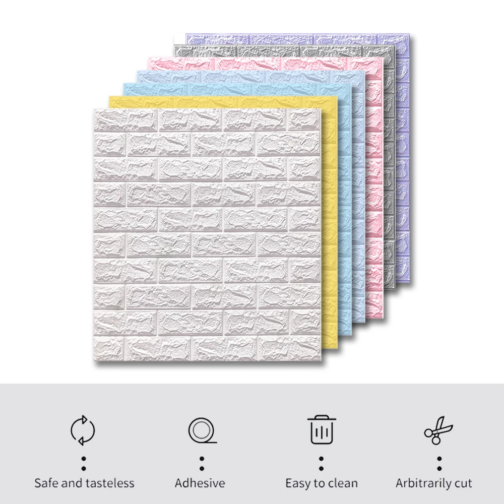 

10 шт., водостойкие 3D-обои с имитацией кирпича, 70 х77 см