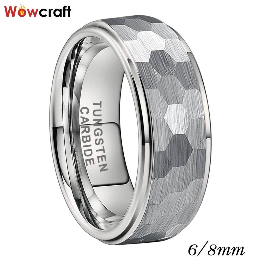 

6mm 8mm Dropshipping Mens Womens Tungsten Carbide Ring Fashion Trendy Jewelry Wedding Band Stepped Edges Comfort Fit