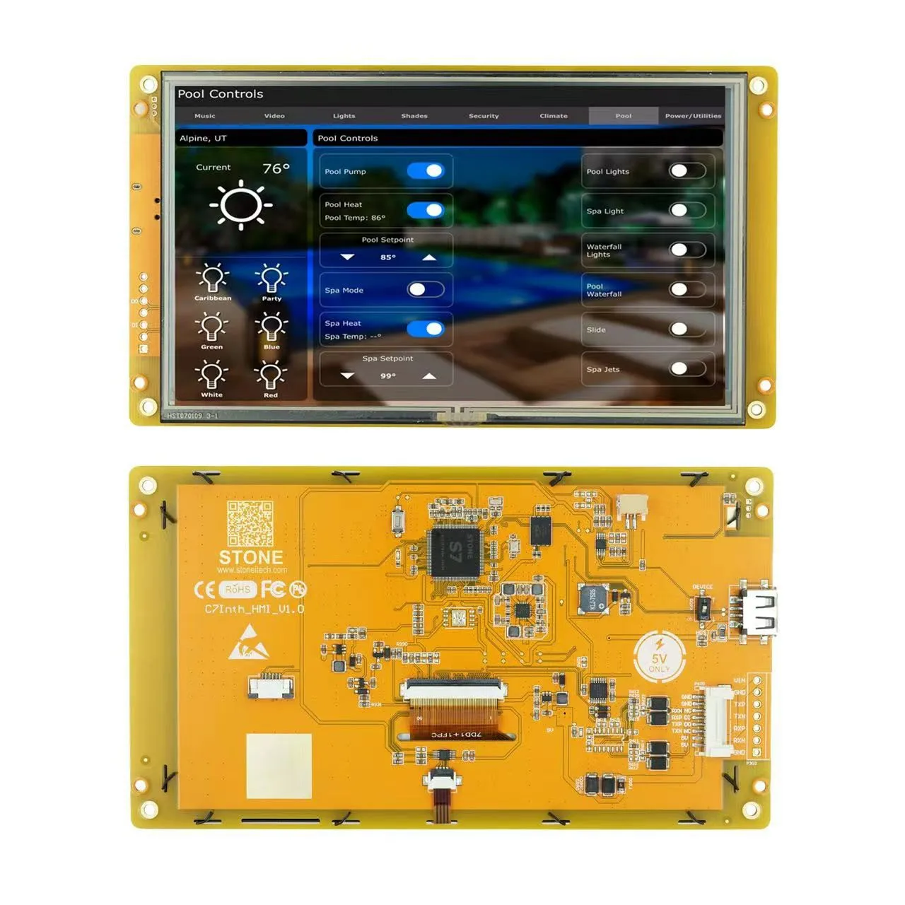 7.0 TFT Touch Screen Connect with customer is MCU through RS232,TTL directly control the TFT-LCD Module via Command Set
