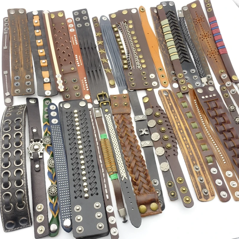 Мужские и женские браслеты из натуральной кожи 30 шт. |