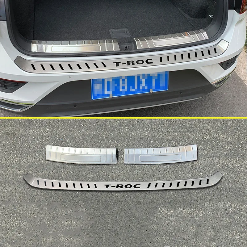 

for Volkswagen T-ROC 2017-2020 Car Rear Bumper Protector Step Panel Boot Cover Sill Plate Trunk Trim Car Decoration Accessories