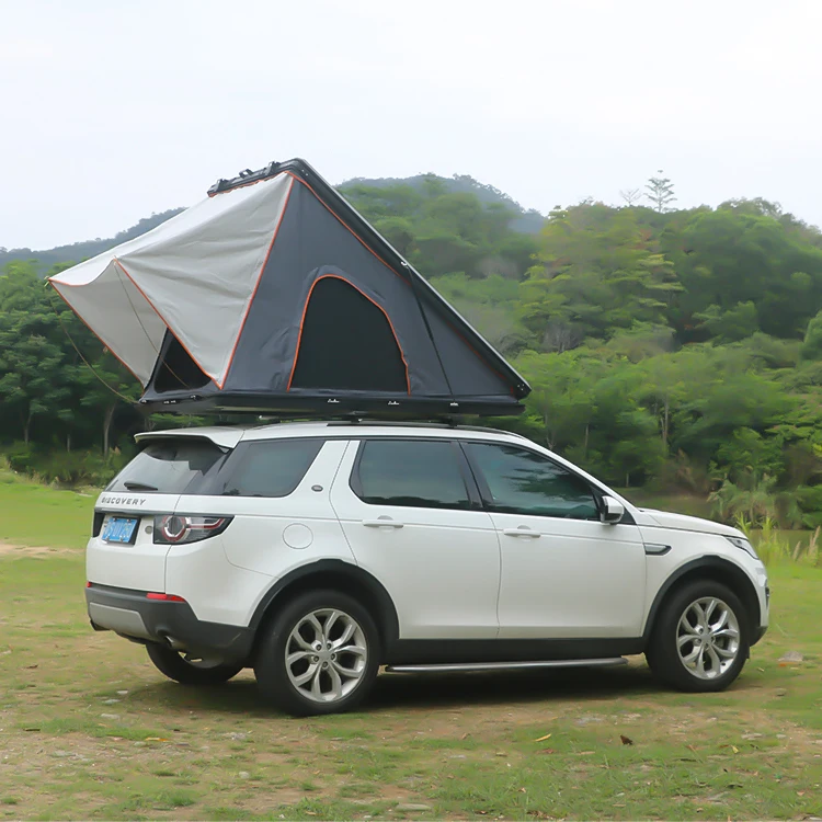 

2021 New Aluminium shell triangle roof top tent hard shell 2 person cheap car roof tent