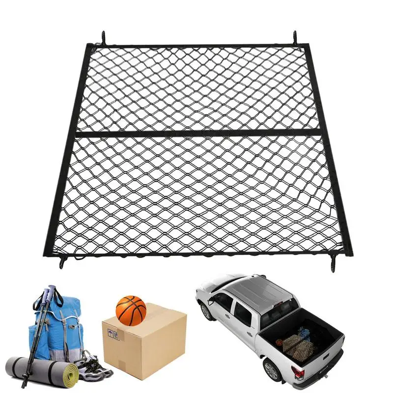 

Car Trunk Rooftop Net Mesh Cargo Net Heavy Cargo Net Truck Trailer Dumpster Extend Mesh Covers Luggage Nets With 4 Fixed Hooks