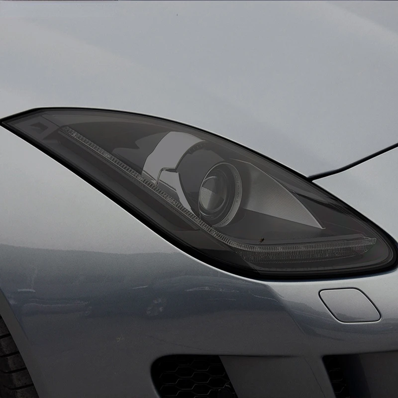

2 Pcs Car Headlight Protective Film Smoked Black Tint Wrap Vinyl Transparent TPU Sticker For Jaguar F Type X152 2013-2020
