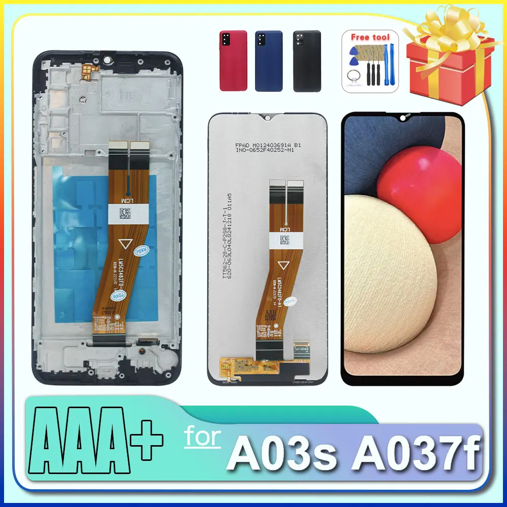 Фото Проверенный ЖК-дисплей для Samsung Galaxy A03s, сенсорный экран в сборе, замена дигитайзера для Samsung A03S M03S A037F A037M №1